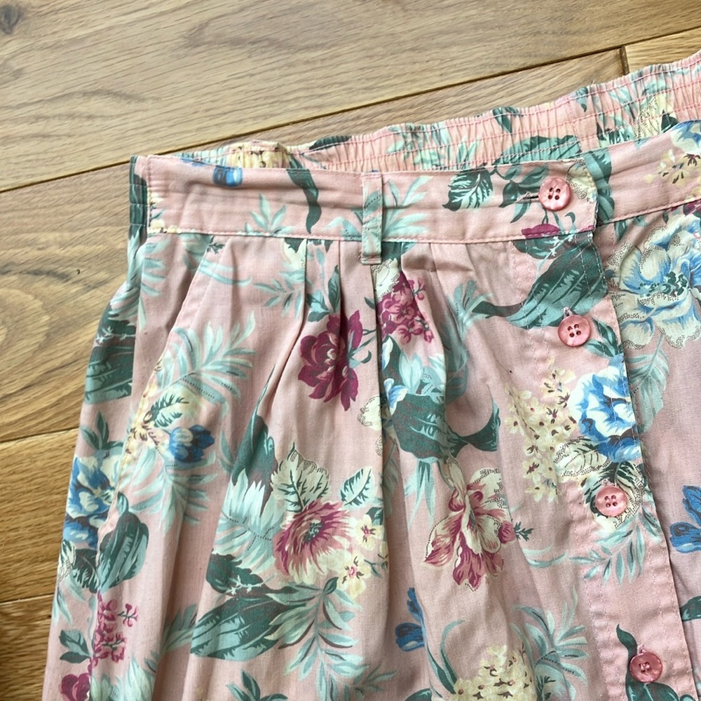 Vintage Jantzen Pink Floral Button-Front Skater Skirt 1X - Picture 3 of 6